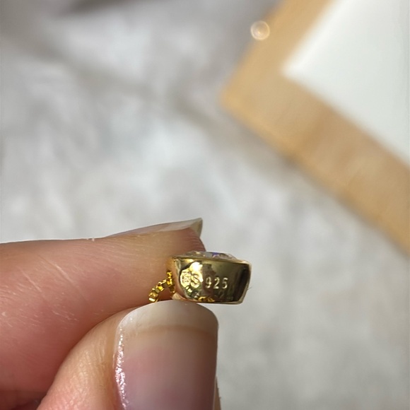 NEW .80 Carat Bezel Moissanite Diamond 18K Gold 925 Necklace - Picture 9 of 10